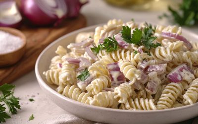Fusilli con carciofi, cipolle e ricotta